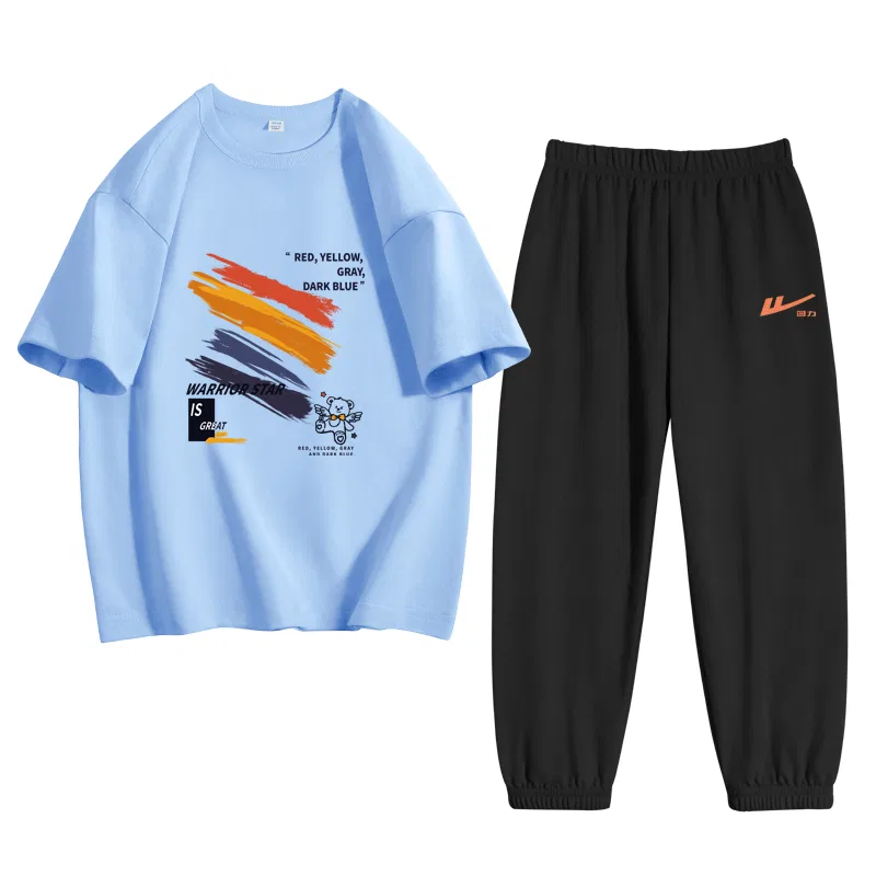 Детский спортивный комплект с круглым вырезом Blue/H Colorblock-Black/H Orange Red Label Silicone K WARRIOR