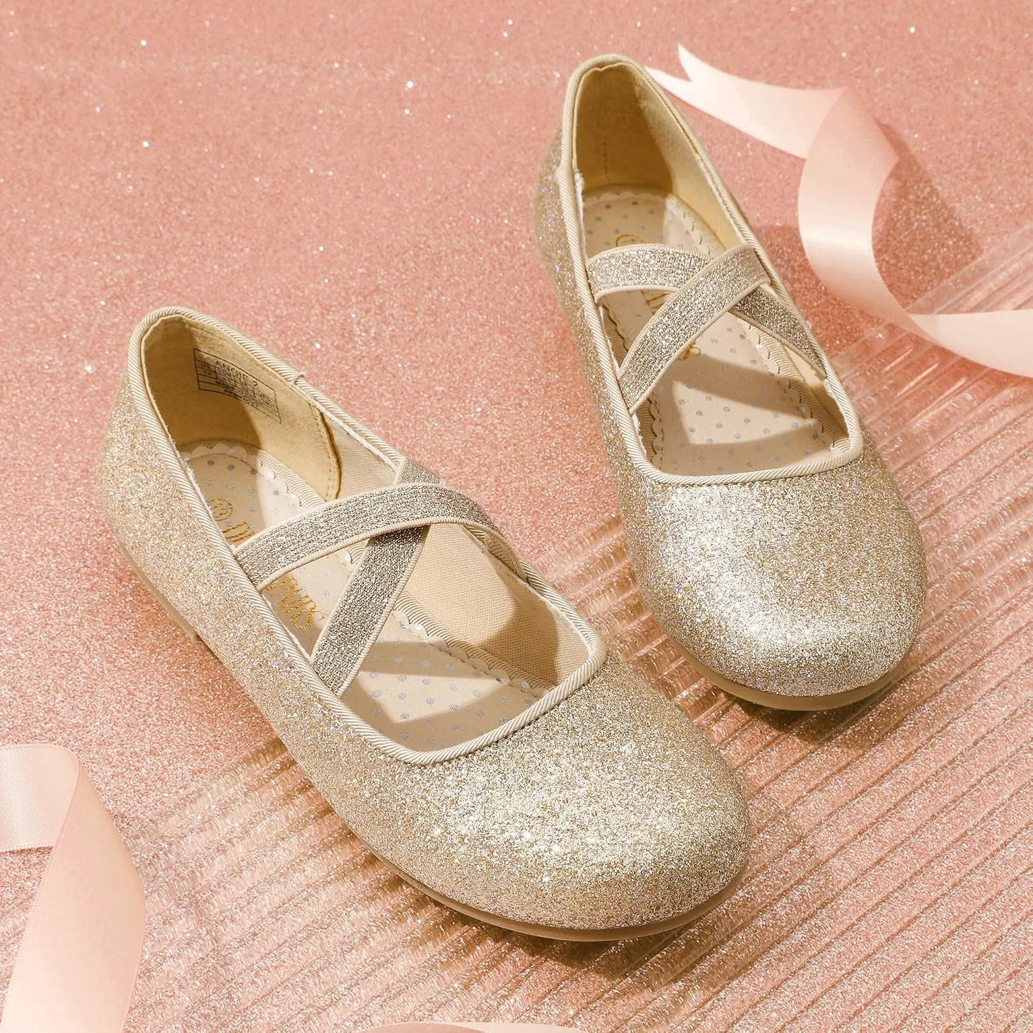 Детские балетки для девочек Mary Jane Flats DREAM PAIRS, Gold — фото 4