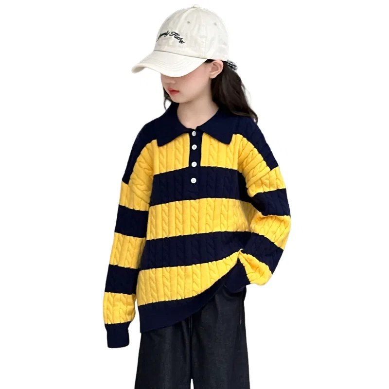 Детский свитер с принтом Lanza, Navy Blue Yellow