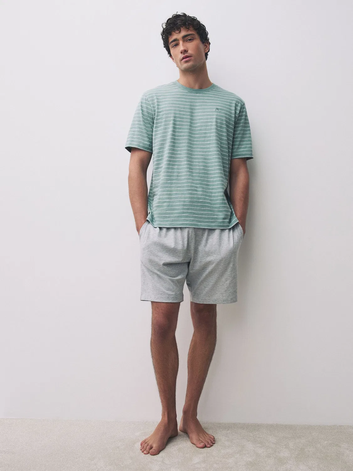Пижама с коротким рукавом, полоска, Sage Green Next
