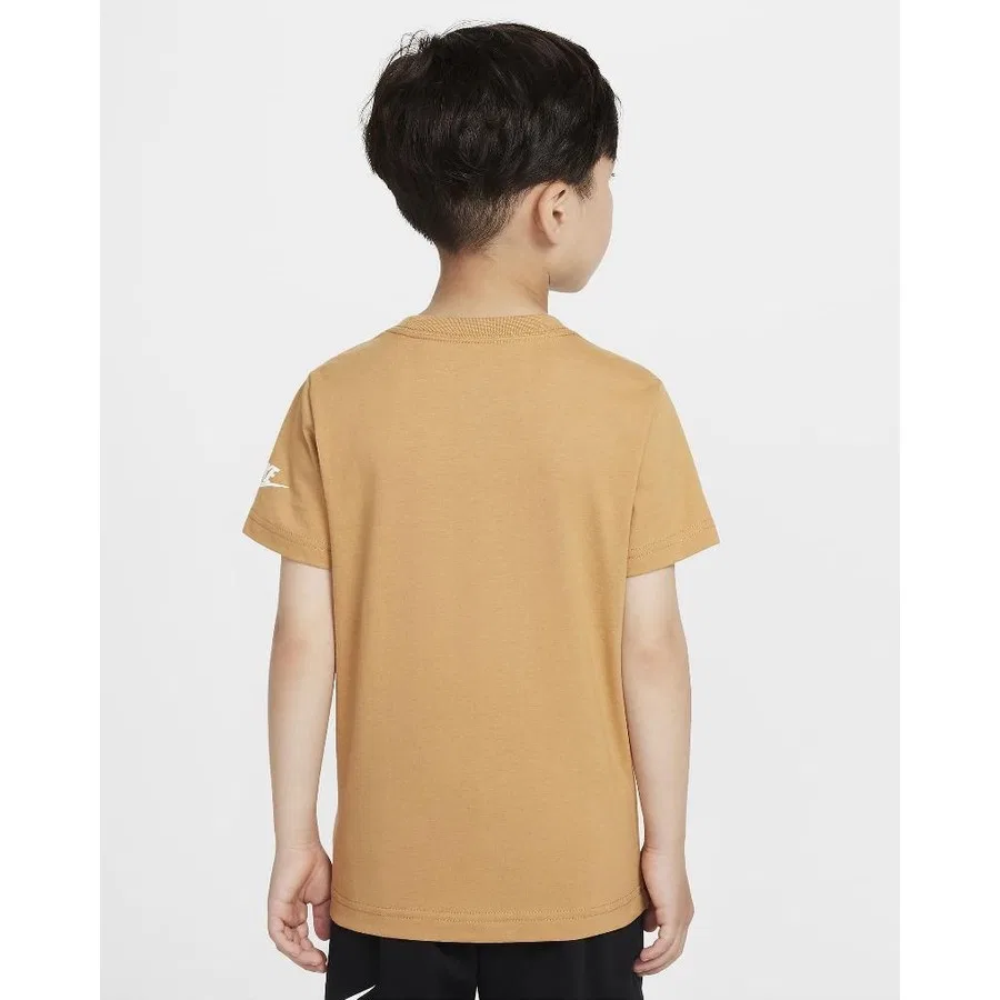Детская футболка из хлопка с коротким рукавом Club Little Jersey Knit Nike, Горчичный — фото 4