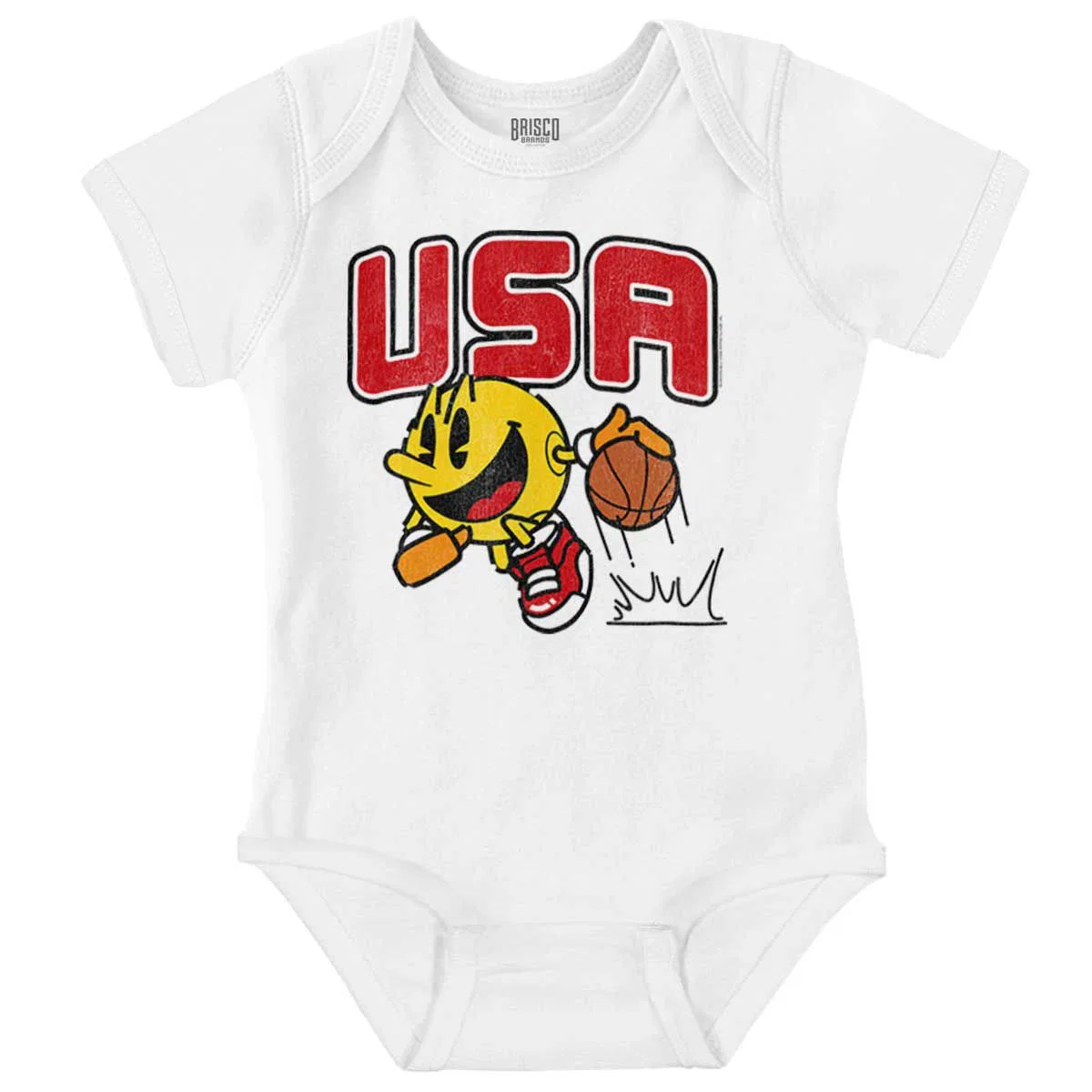 Детский боди-комбинезон с принтом PACMAN Arcade Game Basketball USA Brisco Brands, White