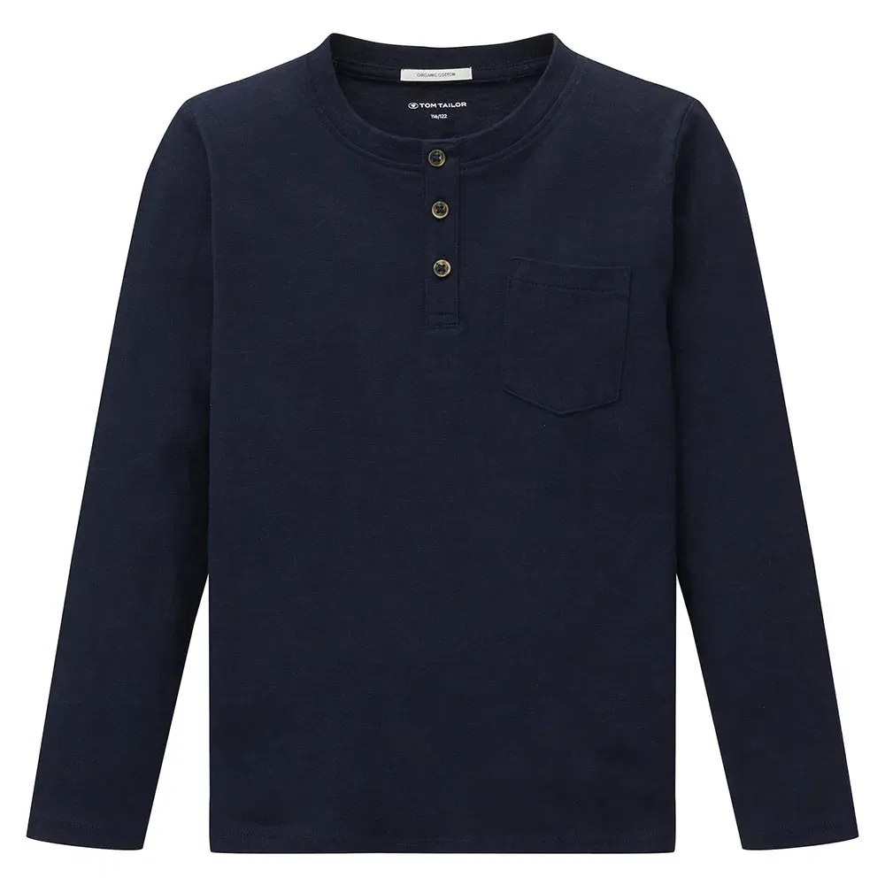Детская футболка-поло с длинным рукавом Striped Slub Henley Tom tailor, Blue