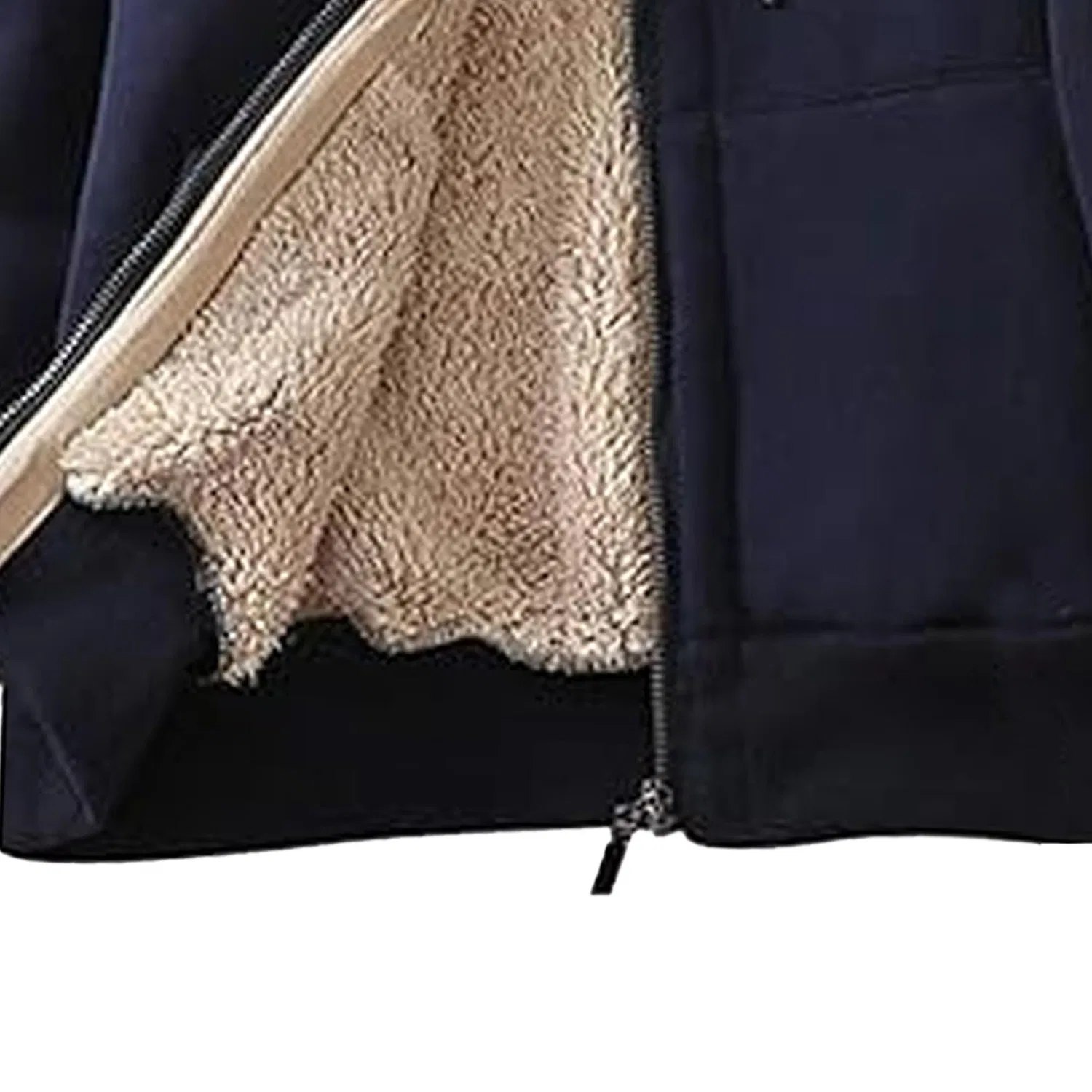 Женское пальто с капюшоном из искусственного меха, Blu navy — фото 4