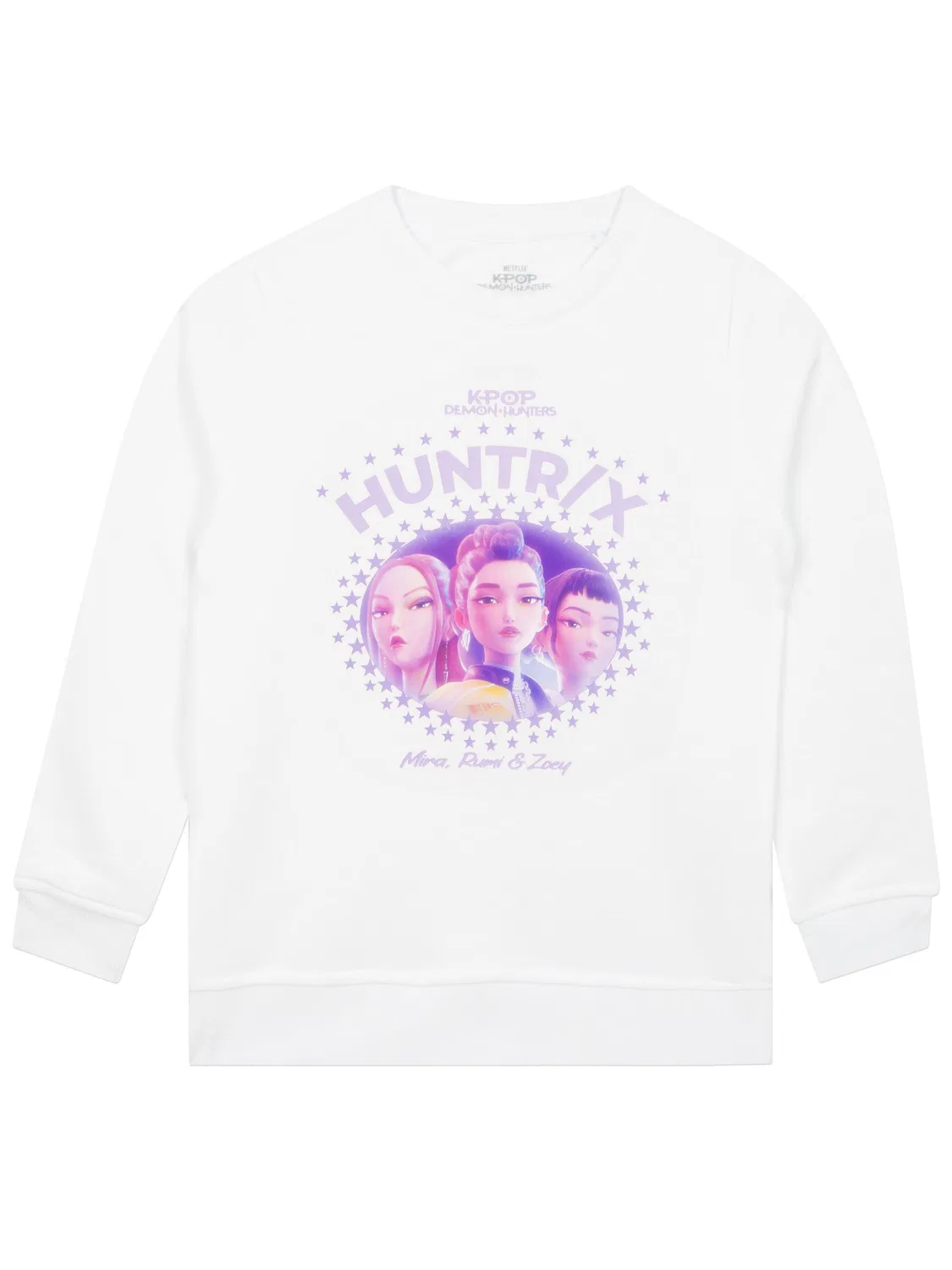 Свитшот с принтом Huntrix, K-Pop Demon Hunters Character, белый