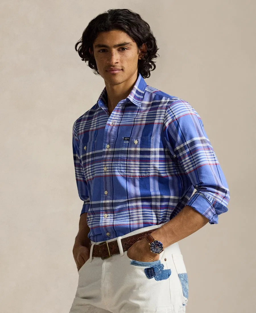 Мужская классическая рубашка из хлопка Polo Ralph Lauren, Blue Red Multi