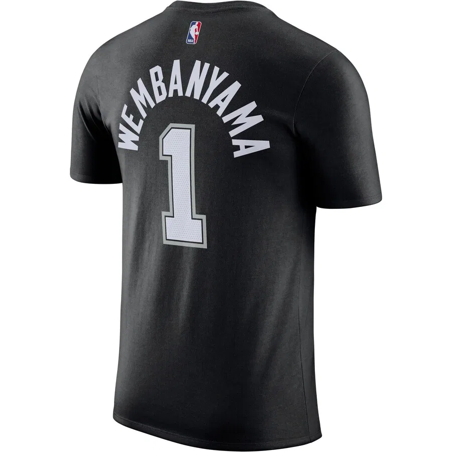 Футболка NIKE Performance Shirt 'Victor Wembanyama San Antonio Spurs' черного цвета — фото 2
