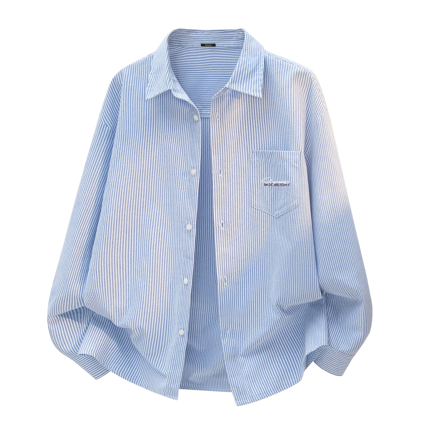 Детская рубашка с лацканами MINISO, Oxford Stripes Gray White Stripes — фото 4