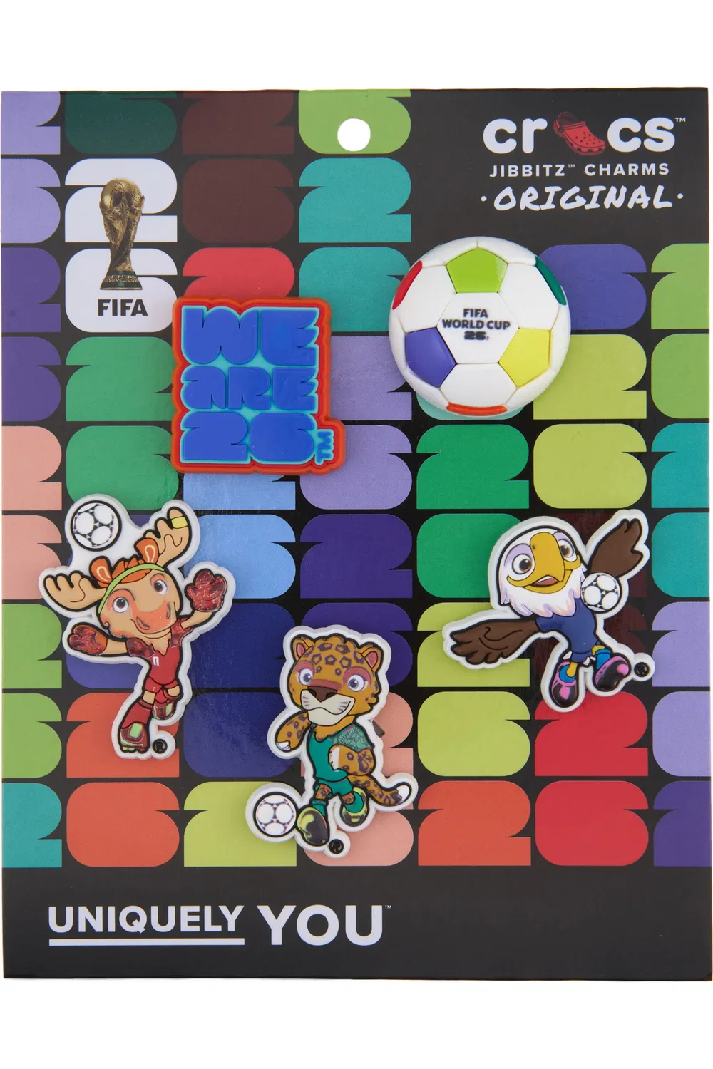 Детские кеды с подвесками FIFA World Cup '26 5-Pack Jibbitz CROCS, белый