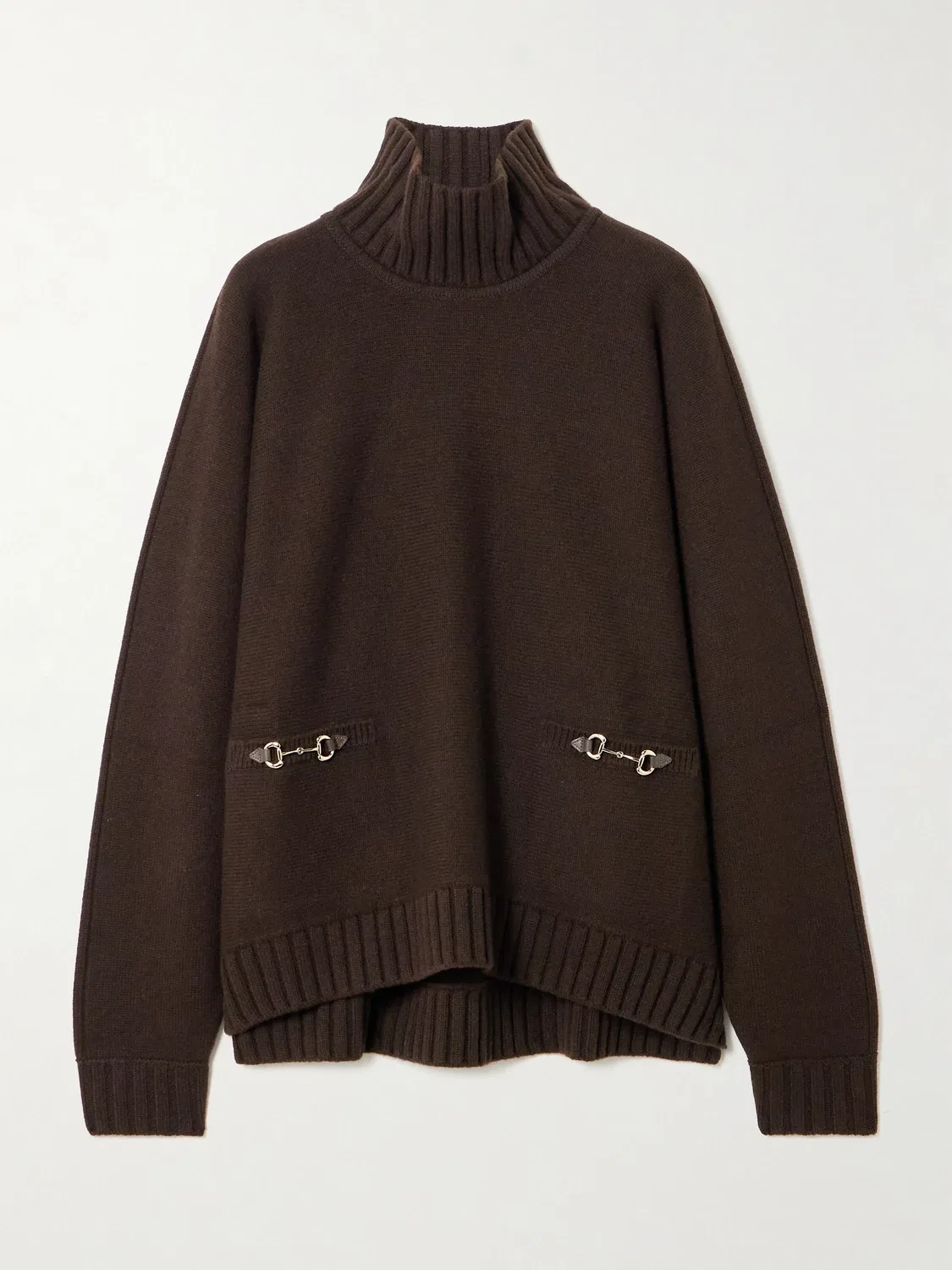 Водолазка Gucci Horsebit, из смеси шерсти и кашемира, коричневый