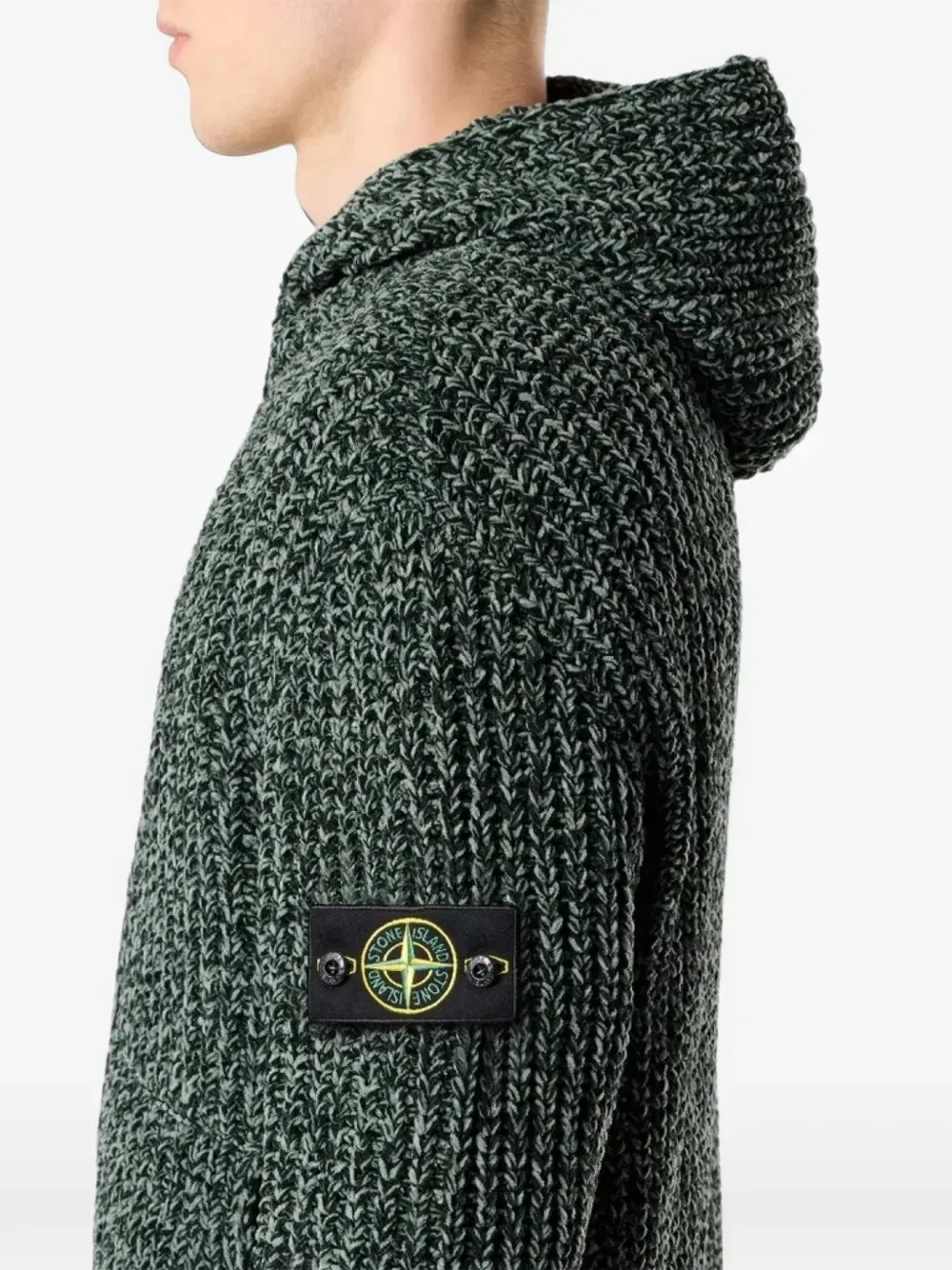 Джемпер из хлопкового синеля с мулине 5100065 Stone Island, зеленый — фото 4