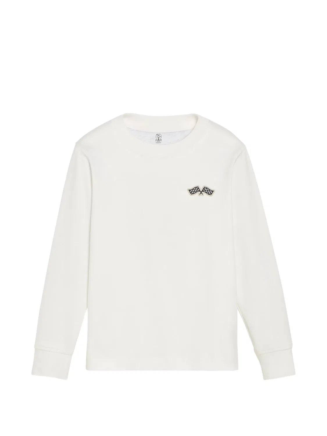 Футболка из джерси с длинными рукавами и вышивкой Brunello Cucinelli Kids, белый