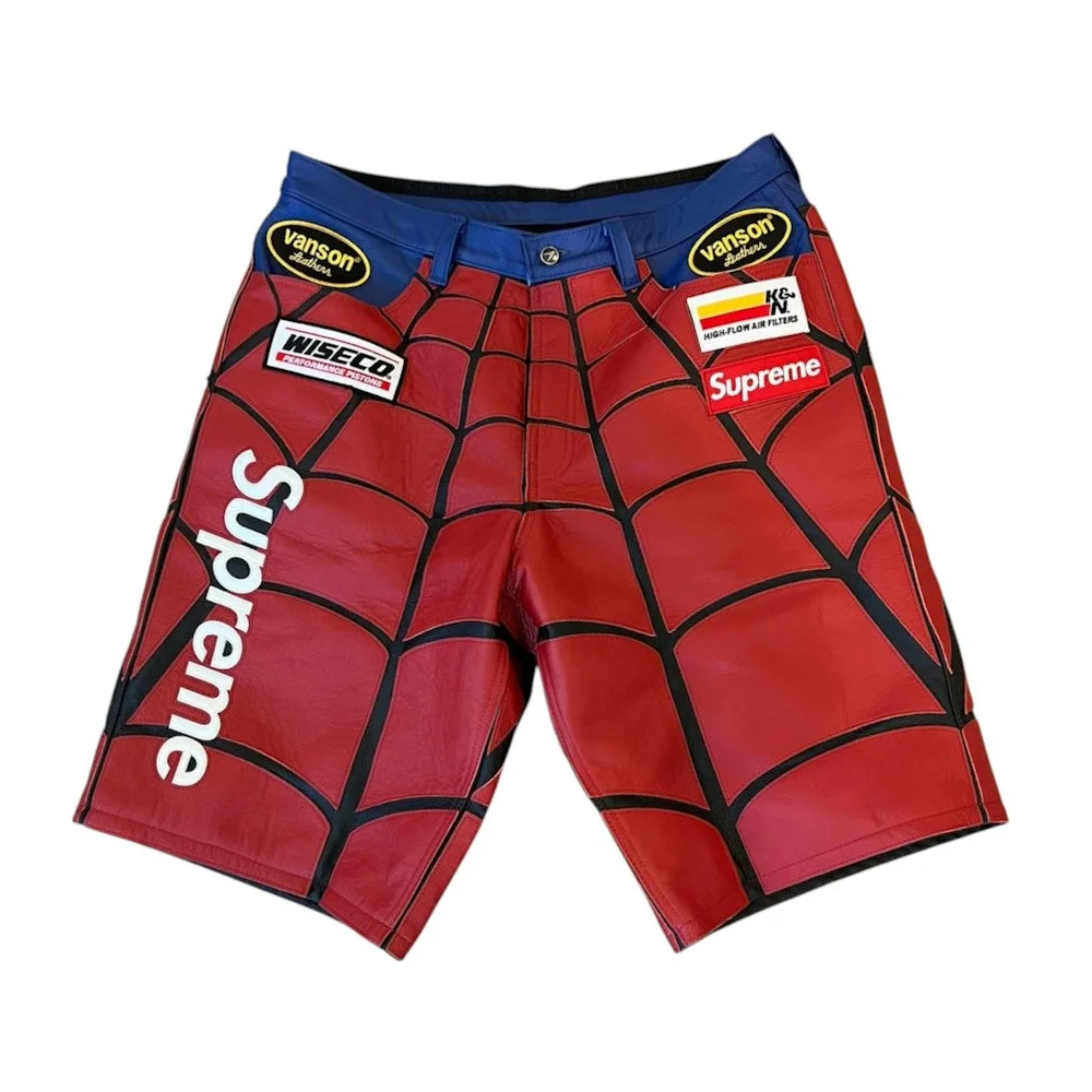 Шорты Supreme Vanson Leathers Spider-Man, красный