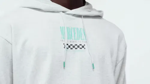 Мужское худи с принтом Mercedes-AMG Petronas Formula 1 Team Graphic Hood 02 Adidas Performance, светло-серый меланж — фото 2