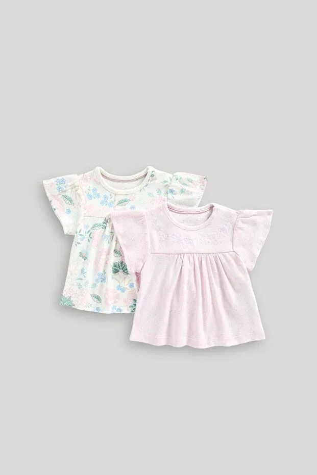 Детский комплект футболок с коротким рукавом с цветочным принтом Mothercare, Lilac