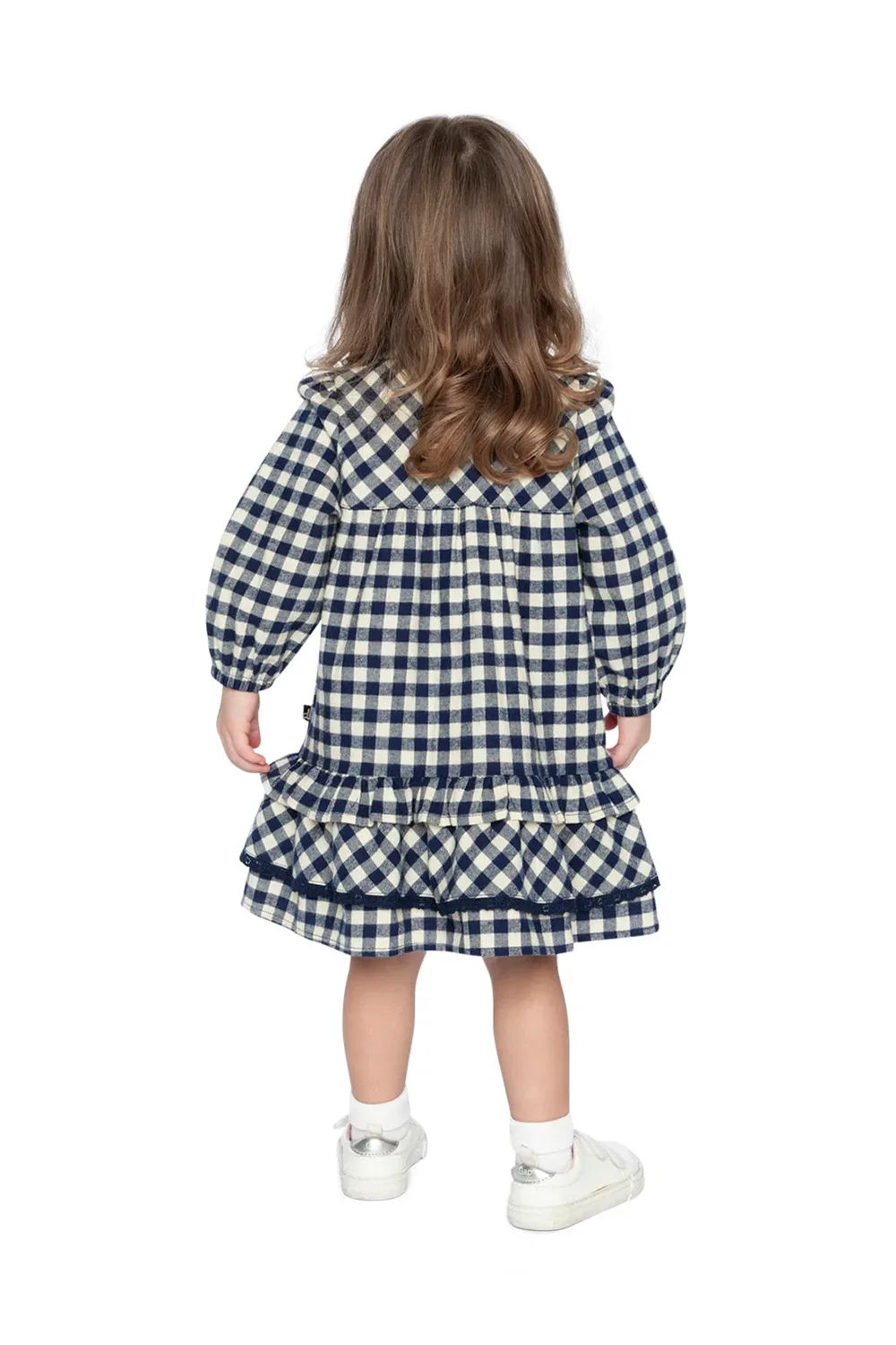 Детское платье-рубашка для девочек с длинным рукавом Deux par Deux, Blue and White Gingham Print — фото 4