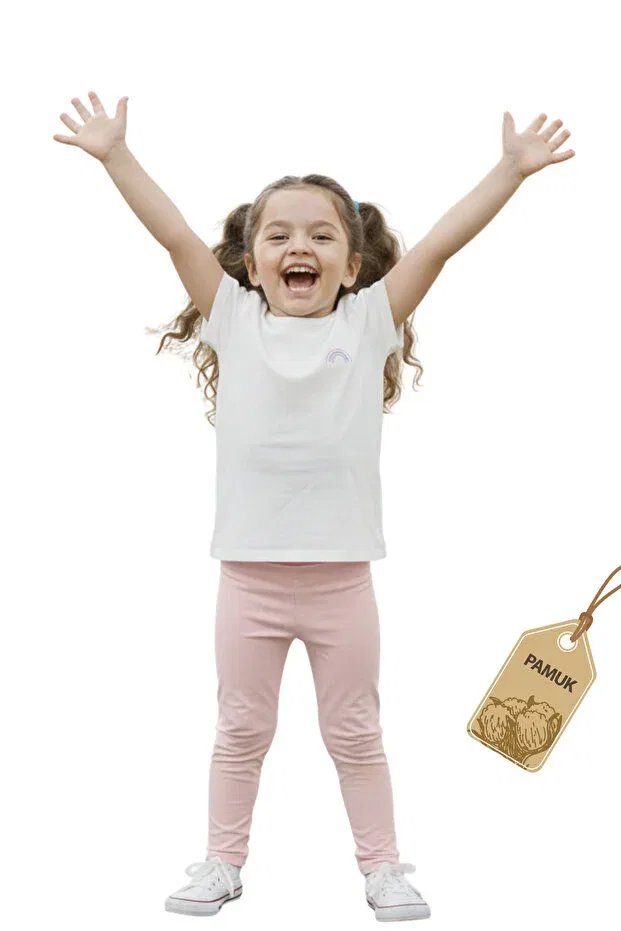 Детские леггинсы для девочек хлопковые Twoo Kids, Powder