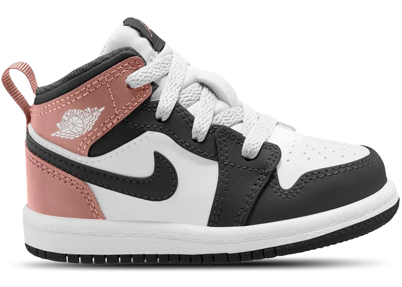 Детские кроссовки Lifestyle с принтом Jordan 1 Mid Jordan, White/Rust Pink/Black