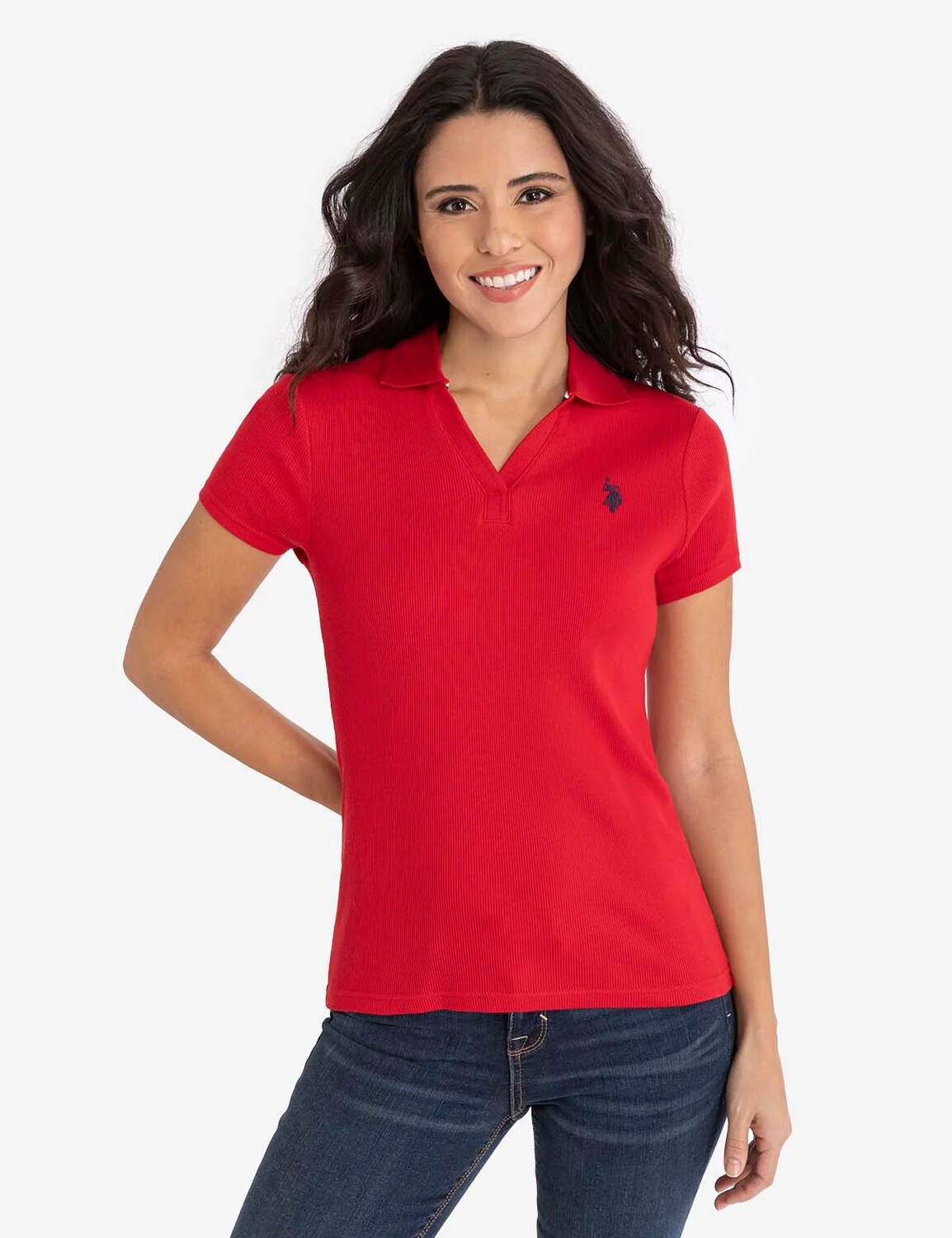 

Рубашка-поло U.S. Polo Assn. в ​​рубчик, красный