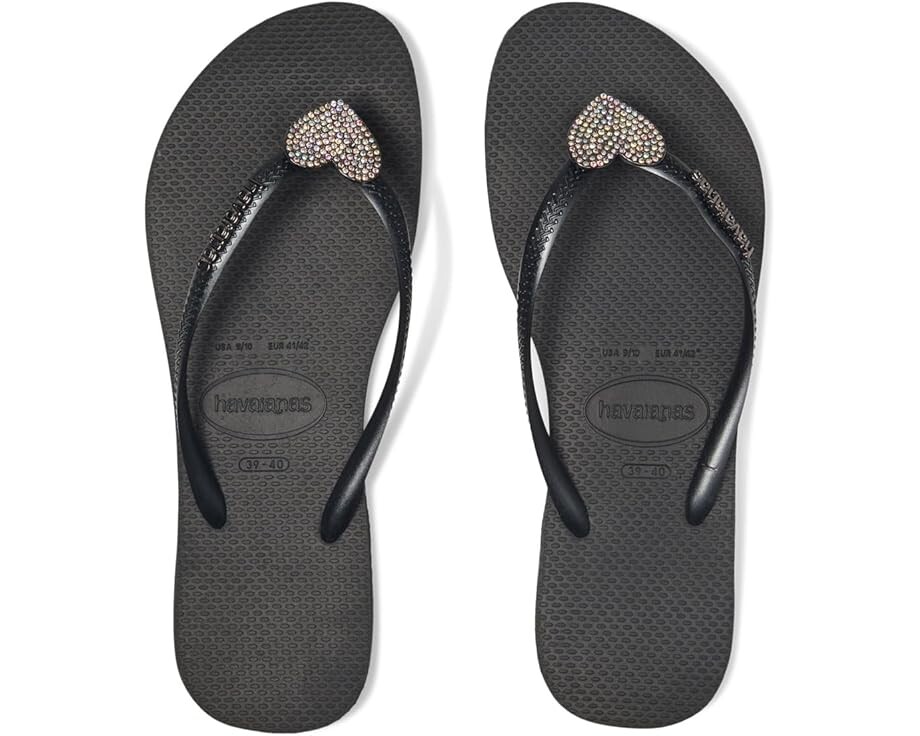 

Сандалии Havaianas Slim Crystal Charm Sandals, черный