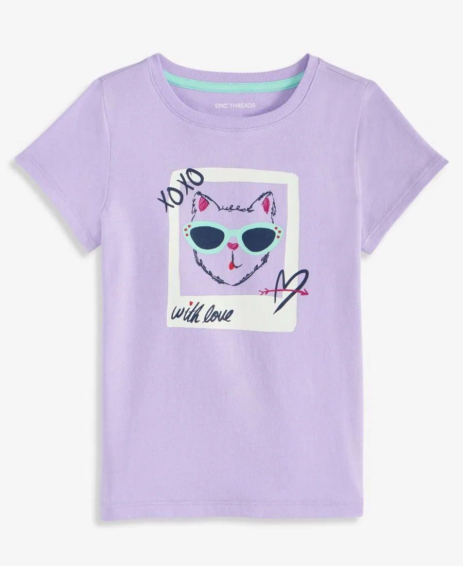 Футболка с принтом кота Selfie Cat Epic Threads, Icy Grape