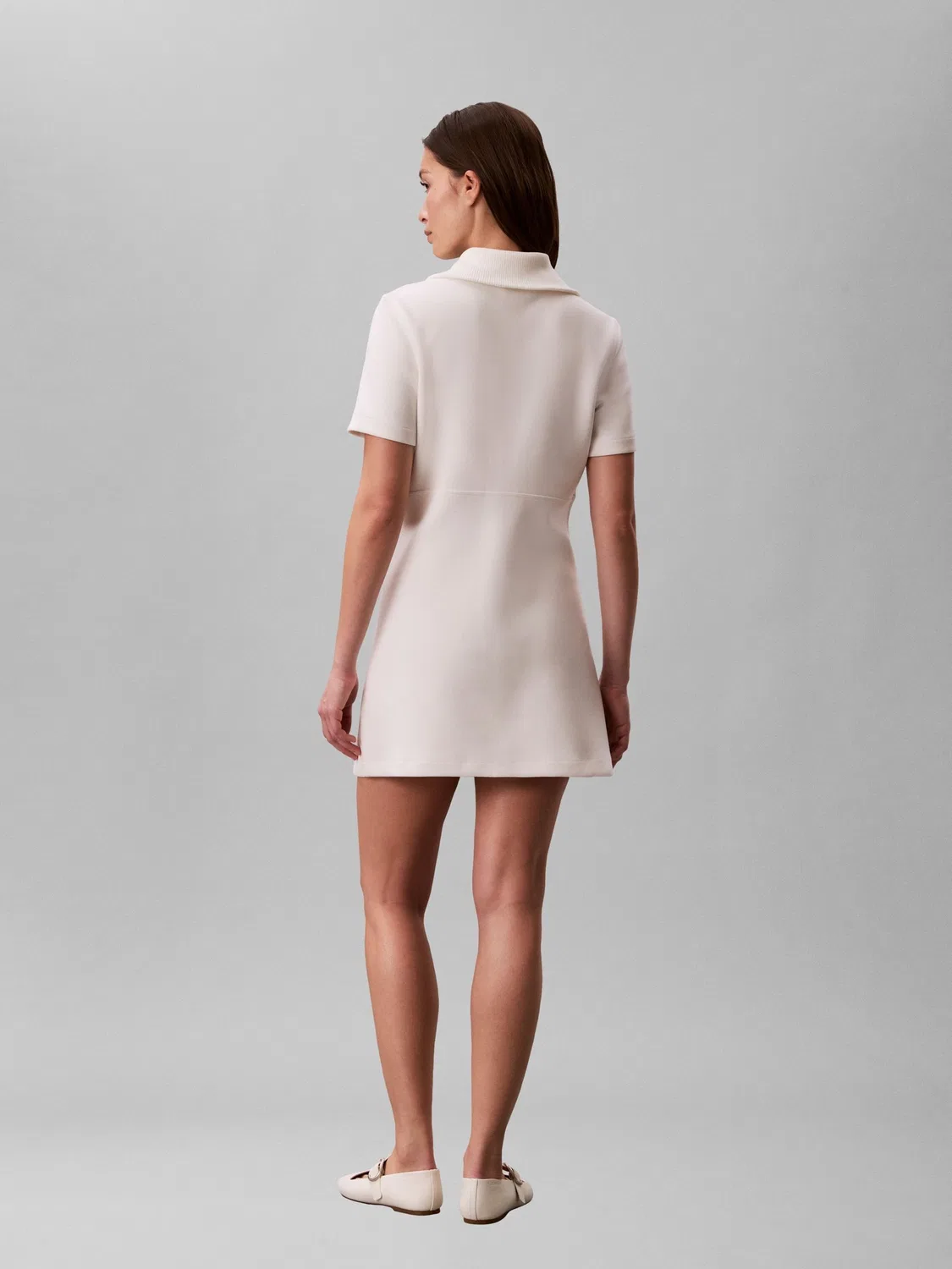 Платье мини с отложным воротником Calvin Klein, кремовый — фото 3