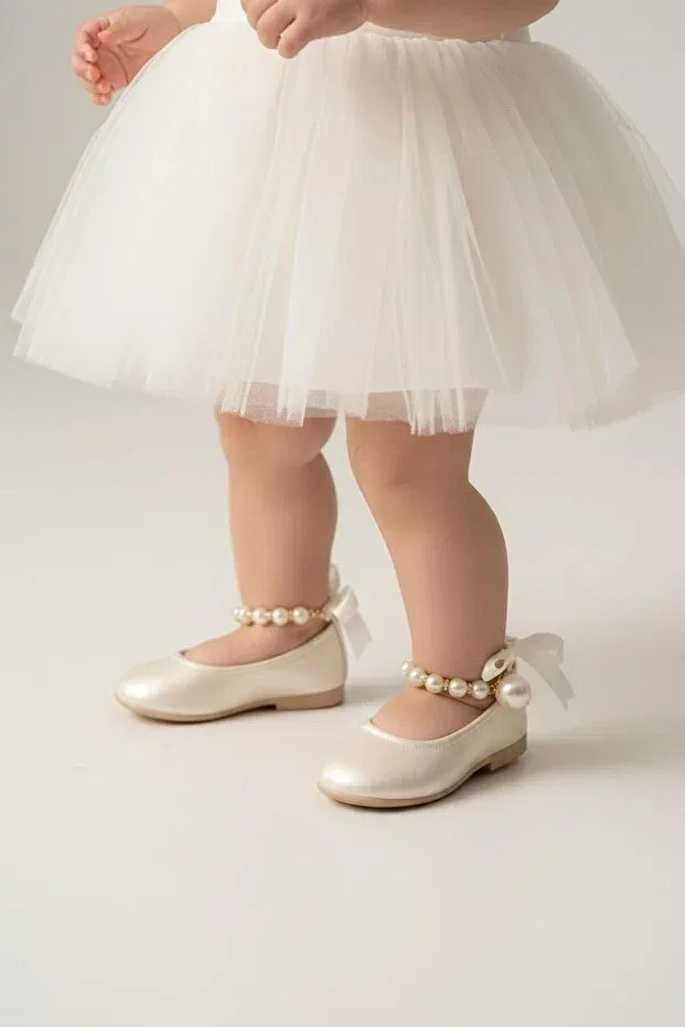 Детские балетки для девочек с жемчугом Patik Bebe, Sedef