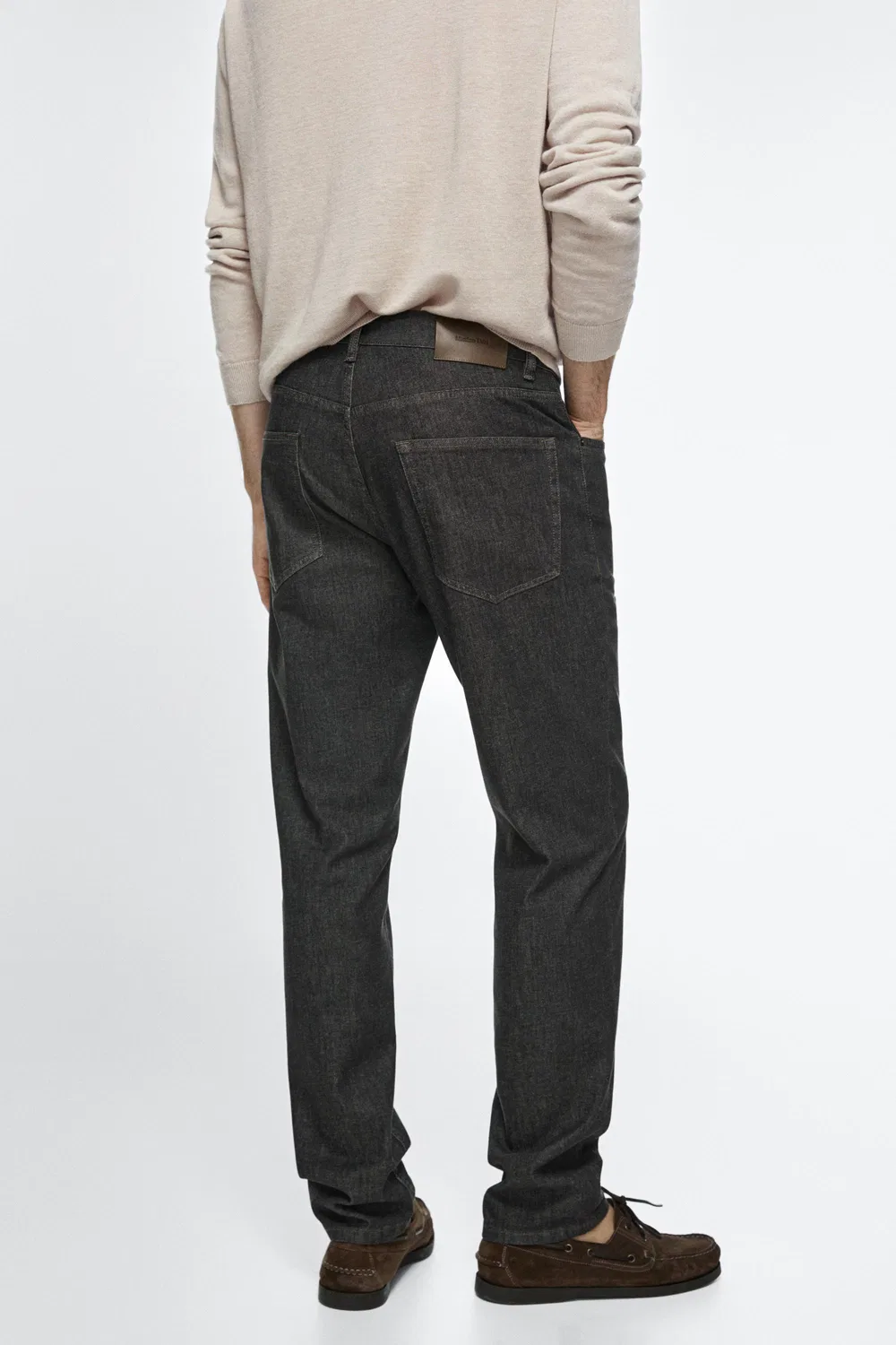 Легкие зауженные брюки с эффектом джинсовой ткани Massimo Dutti, черный — фото 3