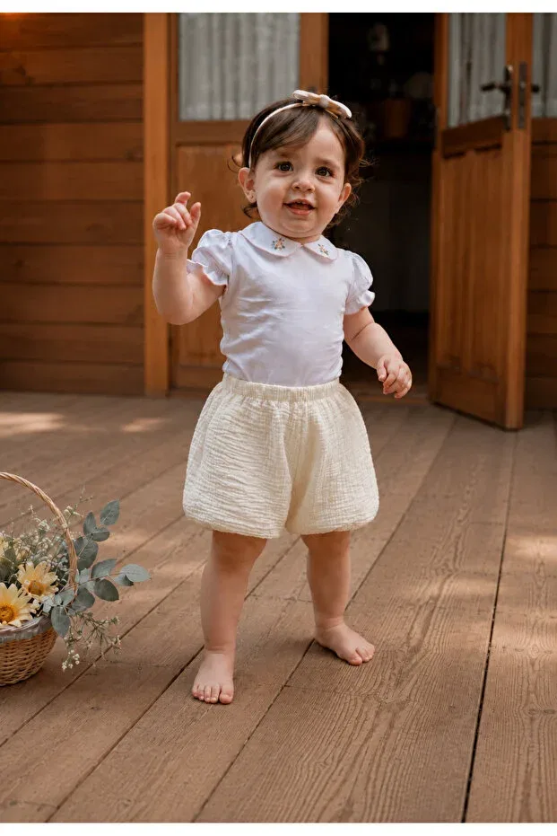 Детские шорты для мальчиков хлопковые L L Louiou Baby Gifts, Nude Color — фото 3