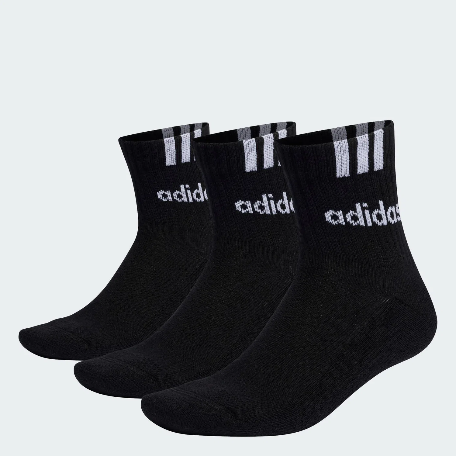 Мужские носки с принтом 3-Streifen Linear Half-Crew Cushioned Adidas, Schwarz — фото 2