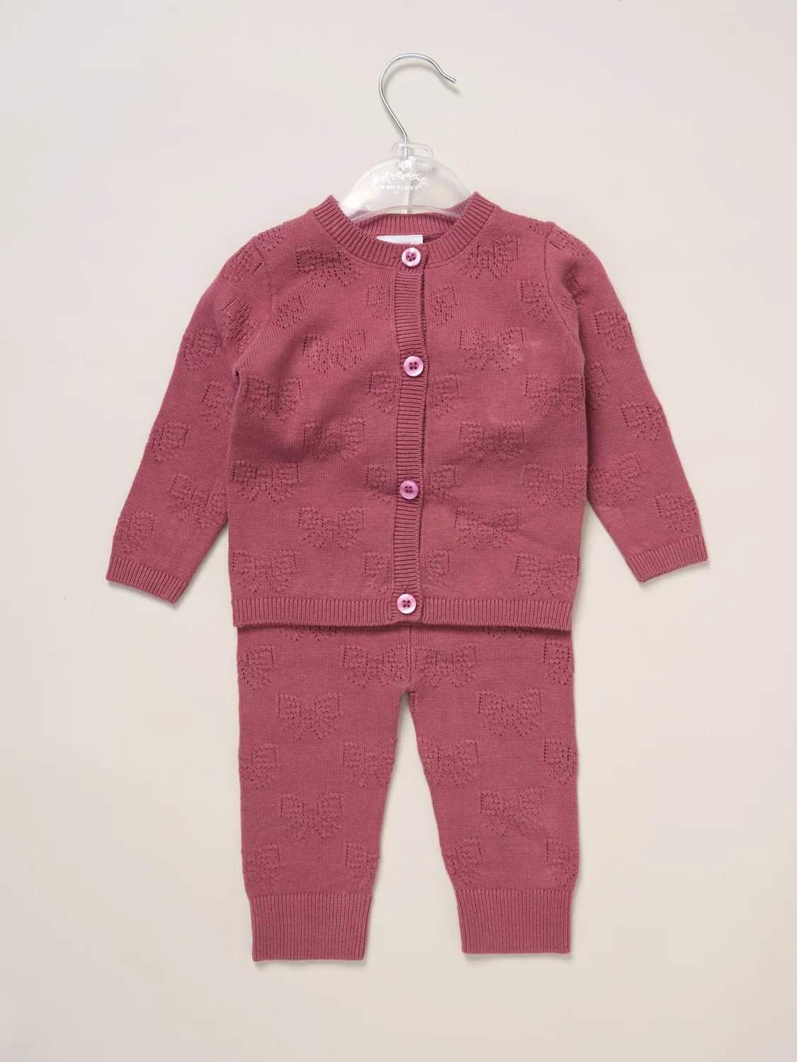 Комплект из кардигана и леггинсов с цветочным принтом Rock-A-Bye Baby Boutique, розовый — фото 2