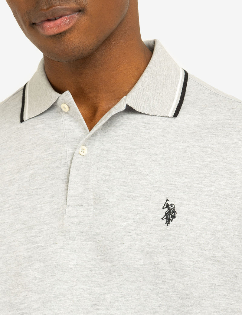 Футболка поло U.S. Polo Assn. Slim Fit Tipped Interlock, светло-серый — фото 2