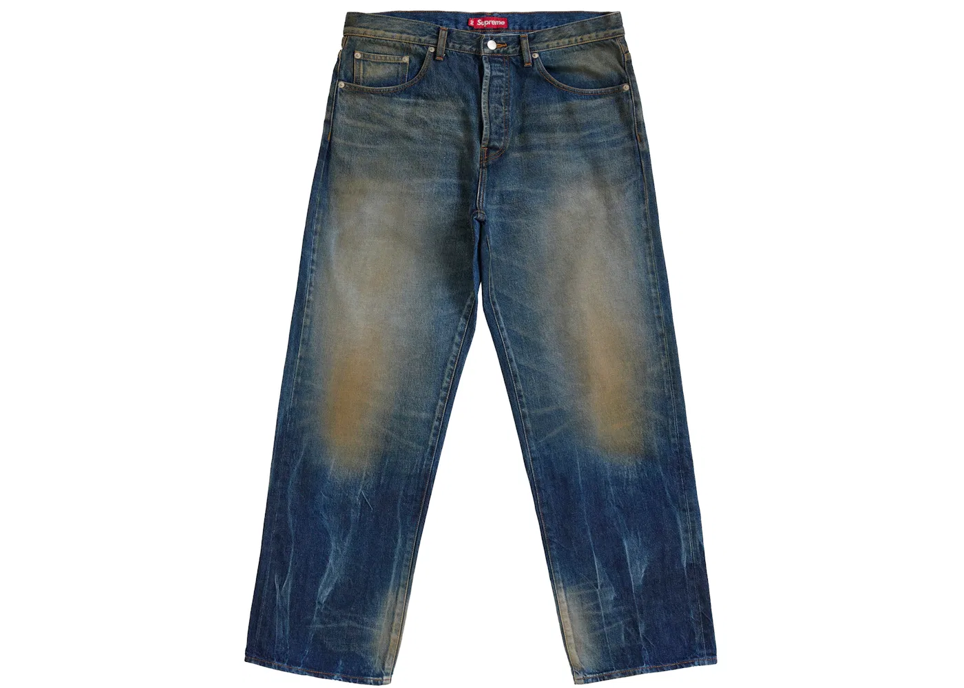 Мужские джинсы свободного кроя с потертостями Selvedge Supreme, Washed Indigo