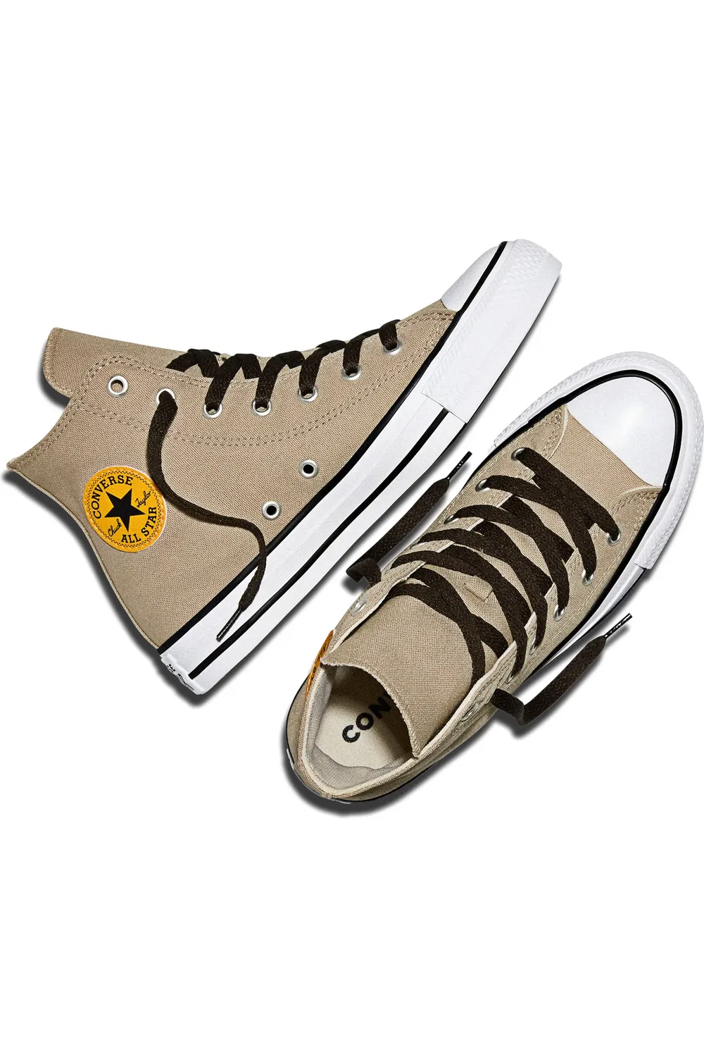 Детские кеды высокие на шнуровке Chuck Taylor All Star Converse, Vintage Cargo/Sunny Outlook — фото 4