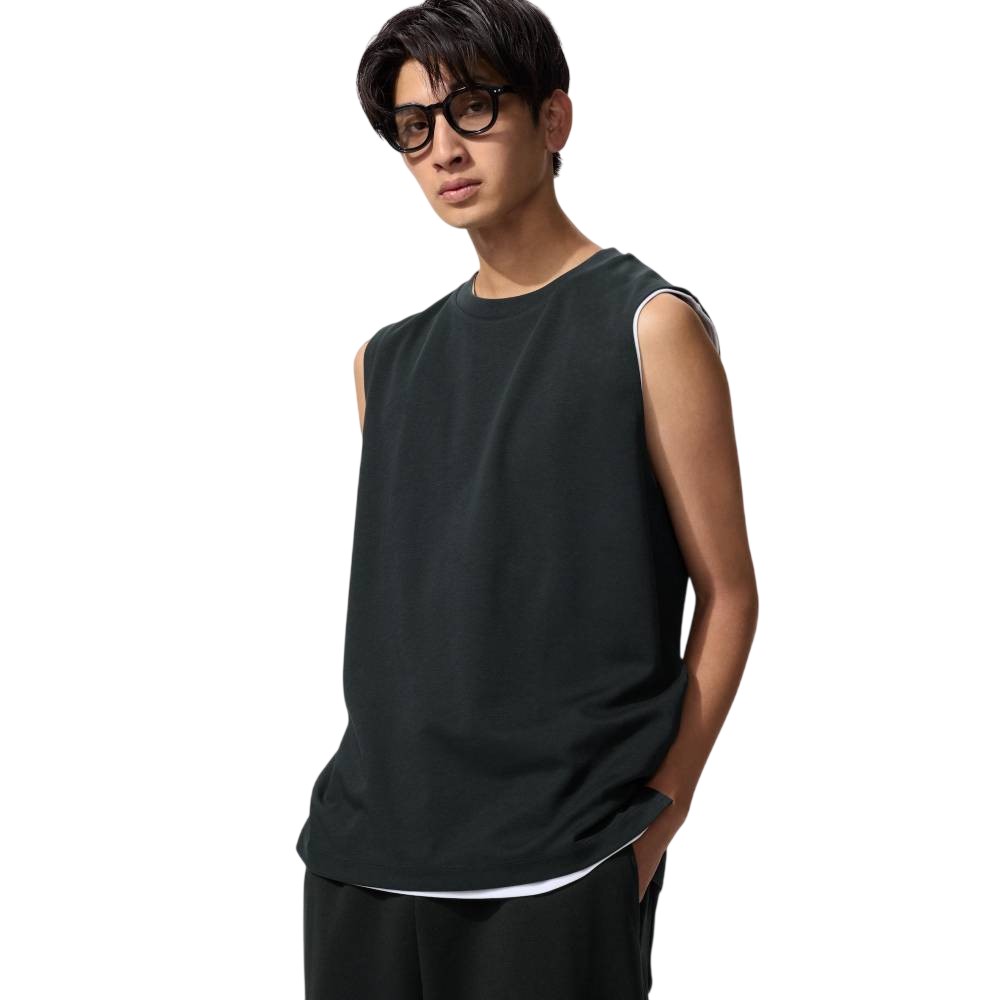 Футболка Uniqlo AIRism Cotton Sleeveless Unisex, 09 черный