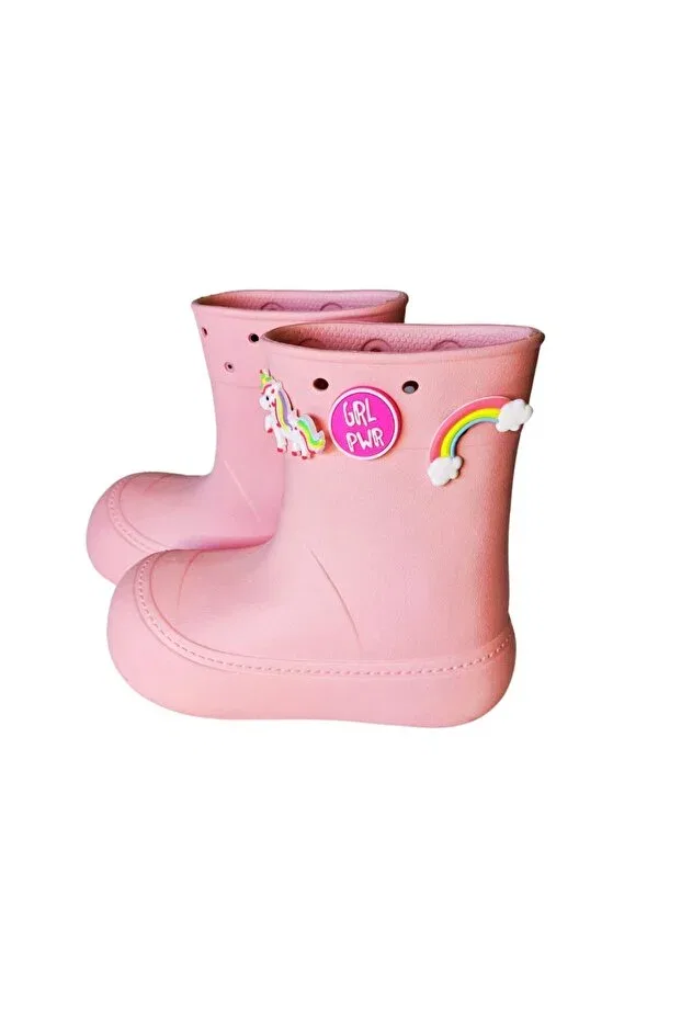 Детские дождевые сапоги для девочек с принтом Rain Boots and XO Socks Set Casabony, Powder Pink — фото 2