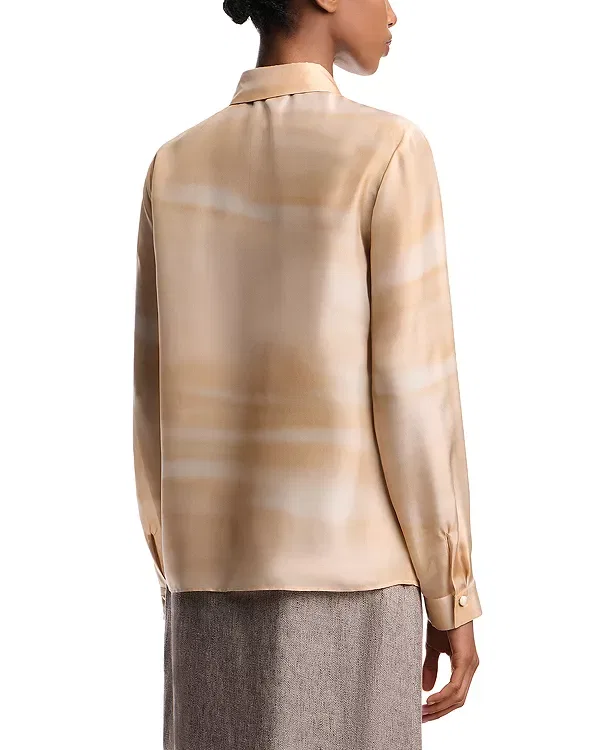 Женская блуза из шелка с принтом Emporio Armani, Dawn/Dune Water Color — фото 3