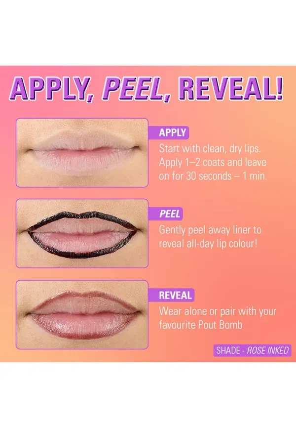 Губная подводка Liquid Revolution Lip Shift Ink Peel Off Lipliner Stain, Makeup Revolution, 1.8 мл, цвет rose inked — фото 4