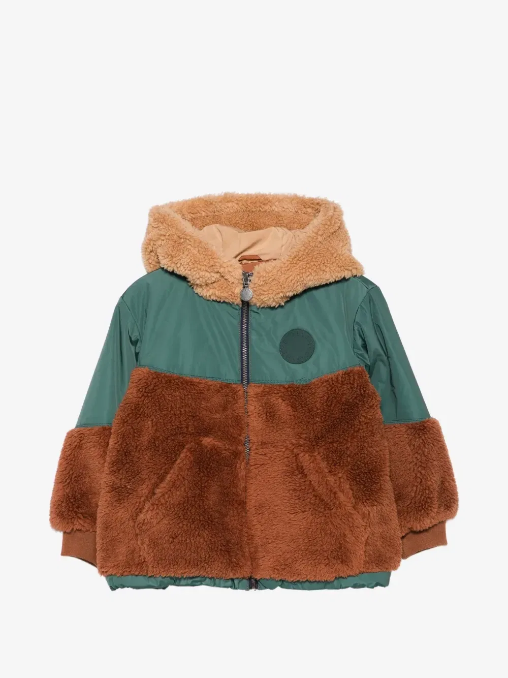Куртка с флисовыми вставками и капюшоном Stella McCartney Kids, коричневый