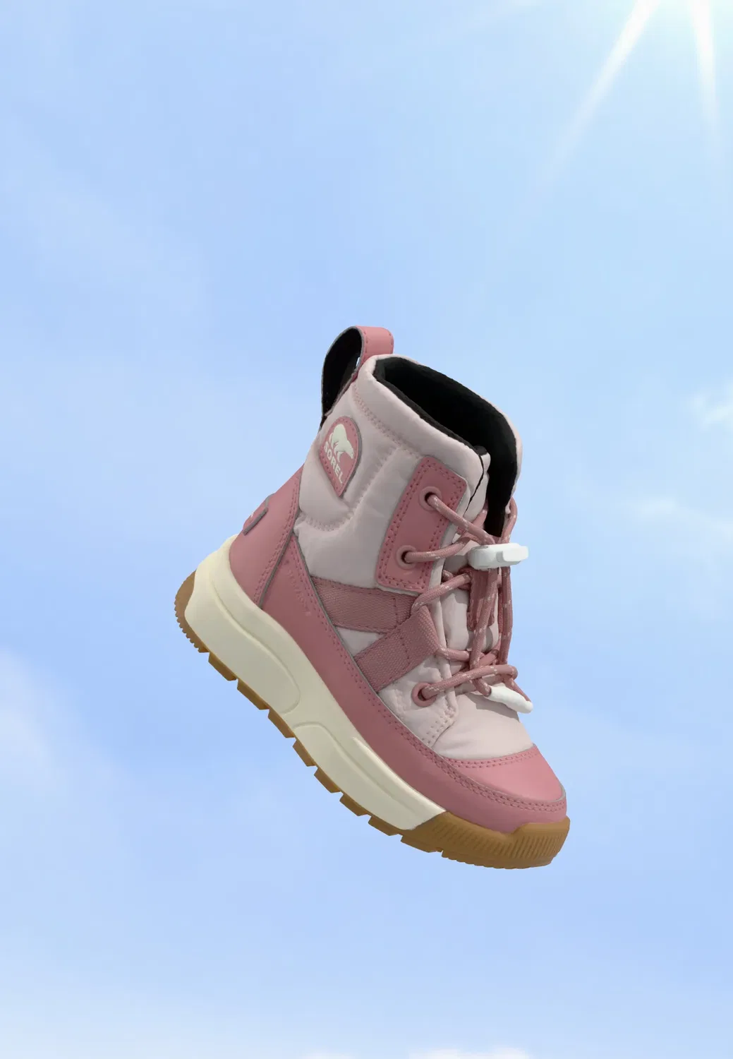 Детские унисекс ботинки Whitney III Mid WP на шнуровке Sorel, Pink Salt/Eraser Pink