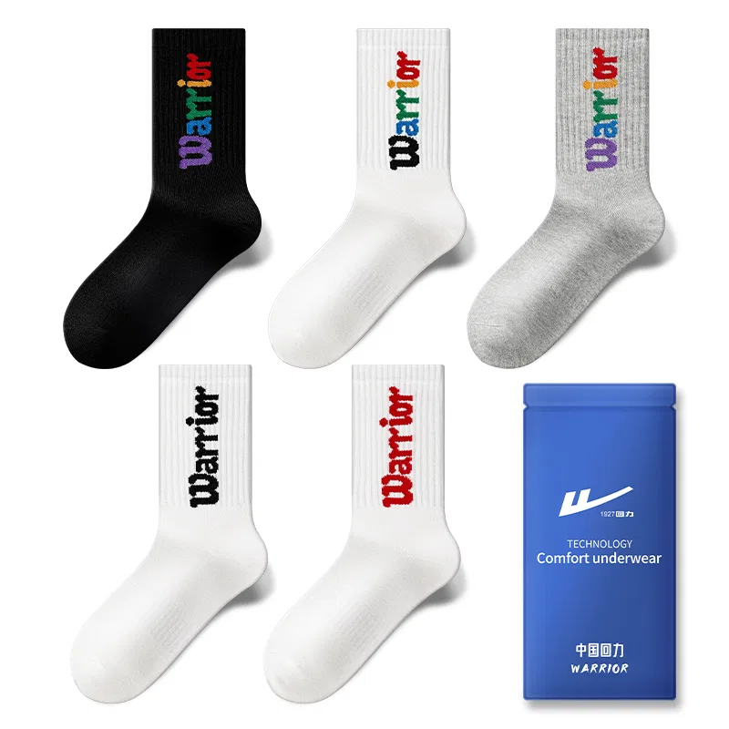 Детские носки до колена с принтом, набор из 5 пар, Warrior, Gray/Red/Black/White — фото 3