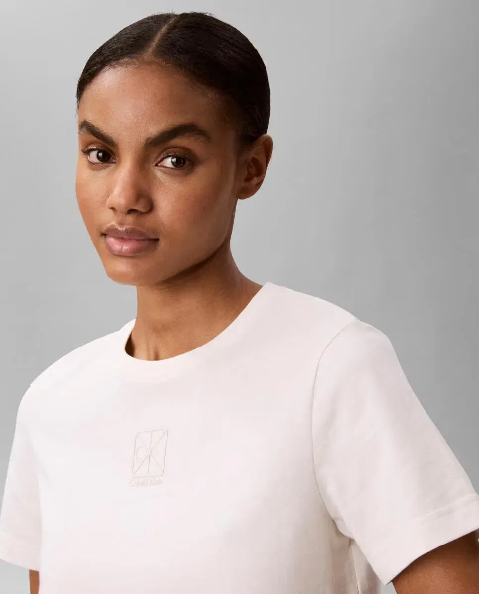 Женская футболка с коротким рукавом хлопковая Calvin Klein, Белый — фото 3