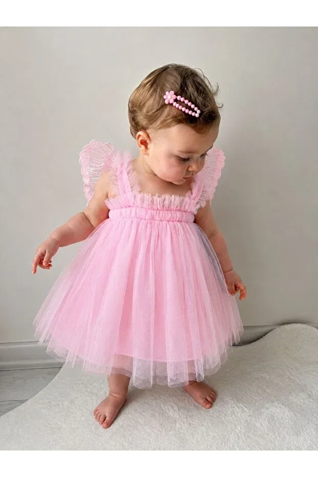 Детское платье для девочек с рюшами Minizade, Pink