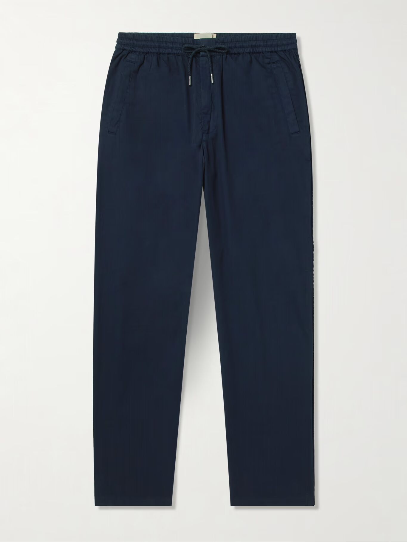 

Брюки прямого покроя из хлопчатобумажной саржи с завязками, окрашенные в готовом виде FOLK, темно-синий