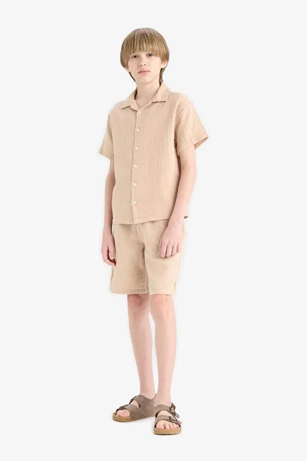 Детские шорты для мальчиков хлопковые Defacto, Beige-Bg732 — фото 2