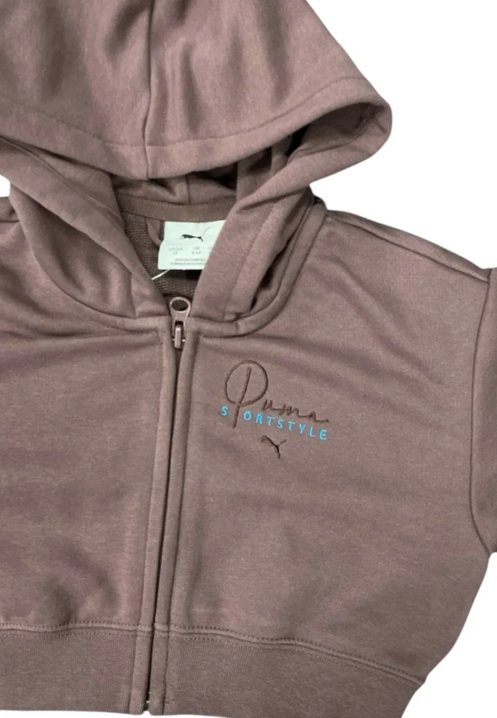 Felpa crop cappuccio ess short graphic fz col 91 - толстовка на молнии Puma, Dark Purple — фото 3
