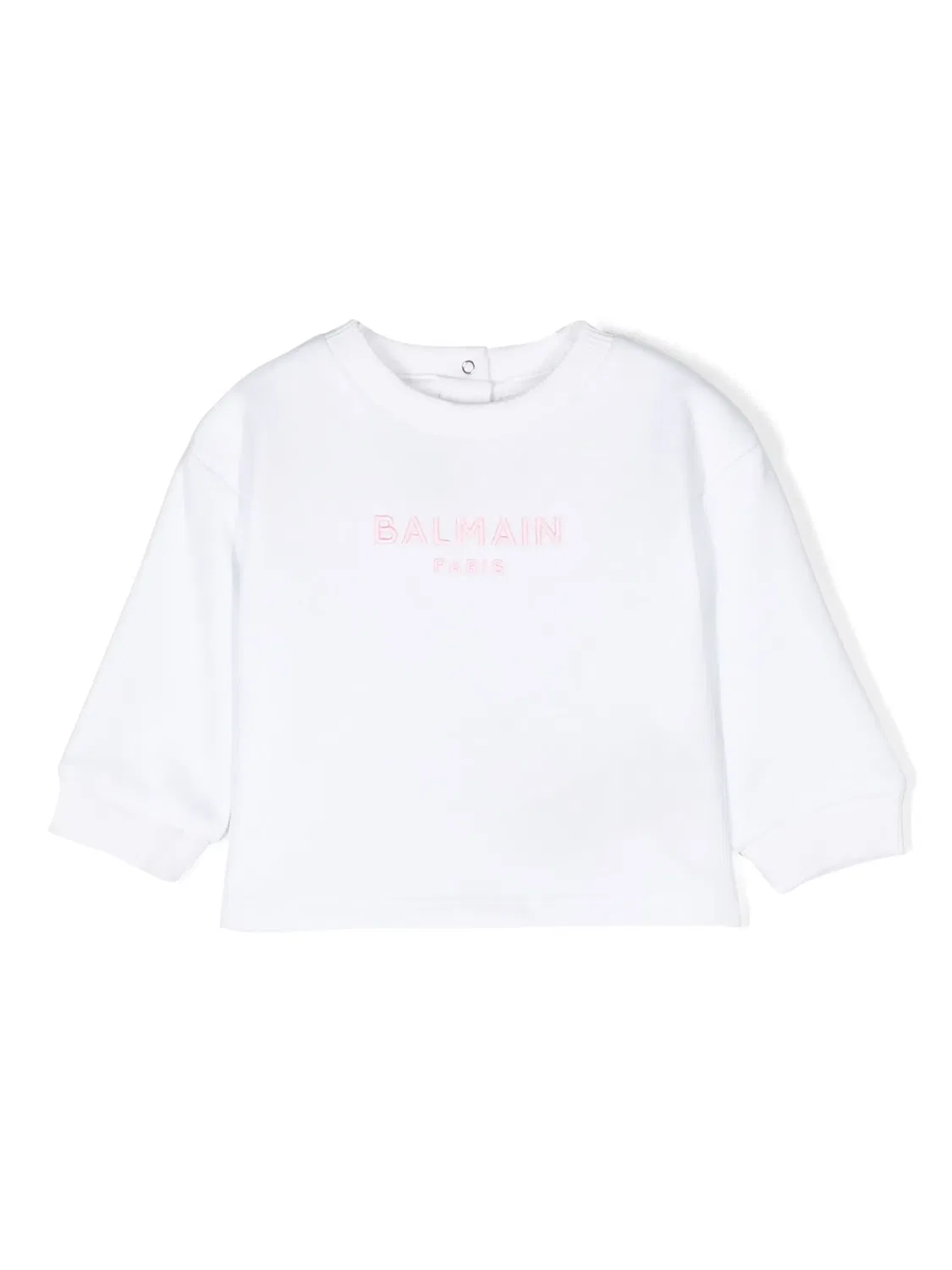 Хлопковый свитшот с вышивкой Balmain, белый