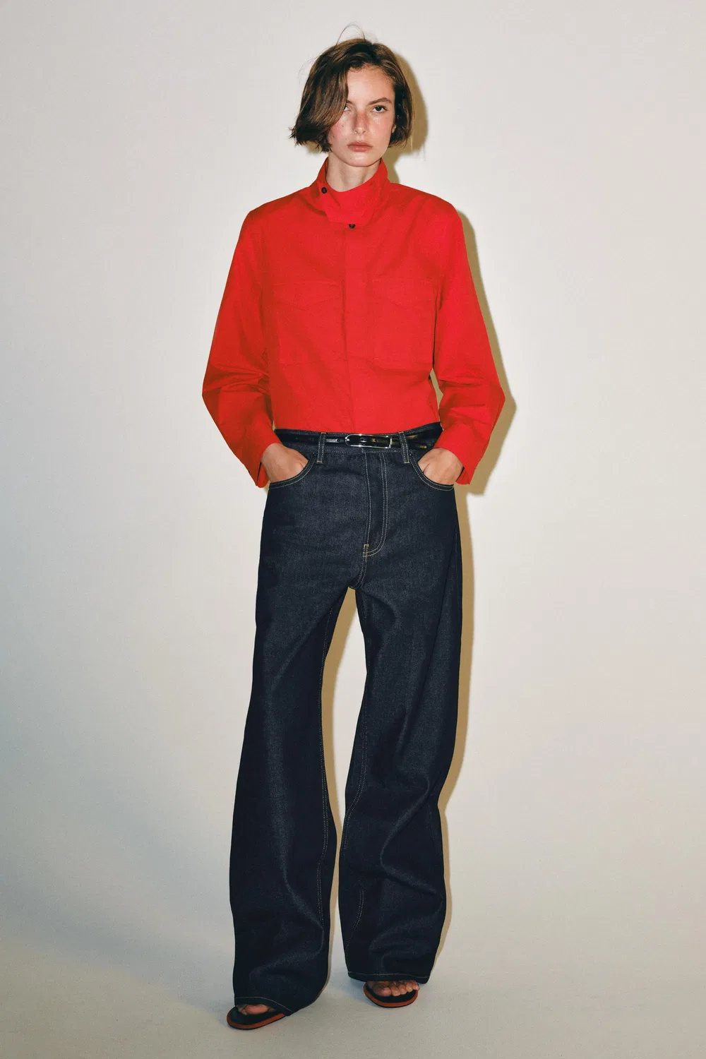 Рубашка с карманом из коллекции ZW ZARA, Intense red
