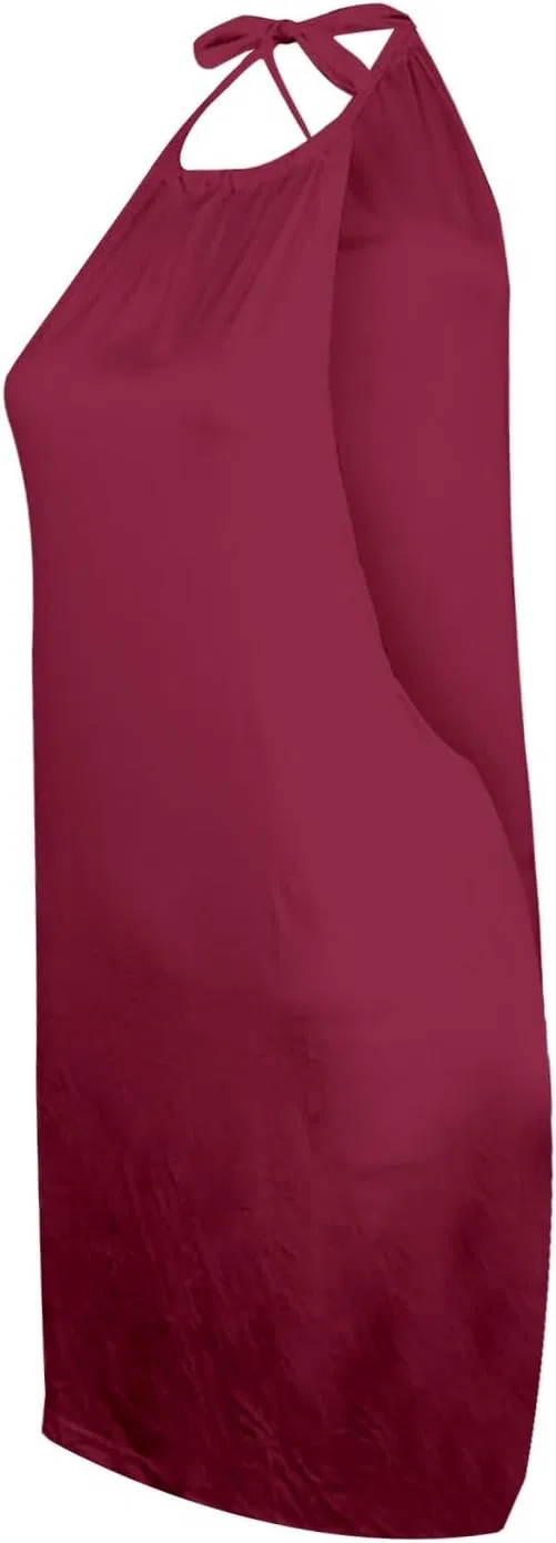 Женское облегающее мини-платье с открытой спиной Summer Backless Dress, Wine — фото 4