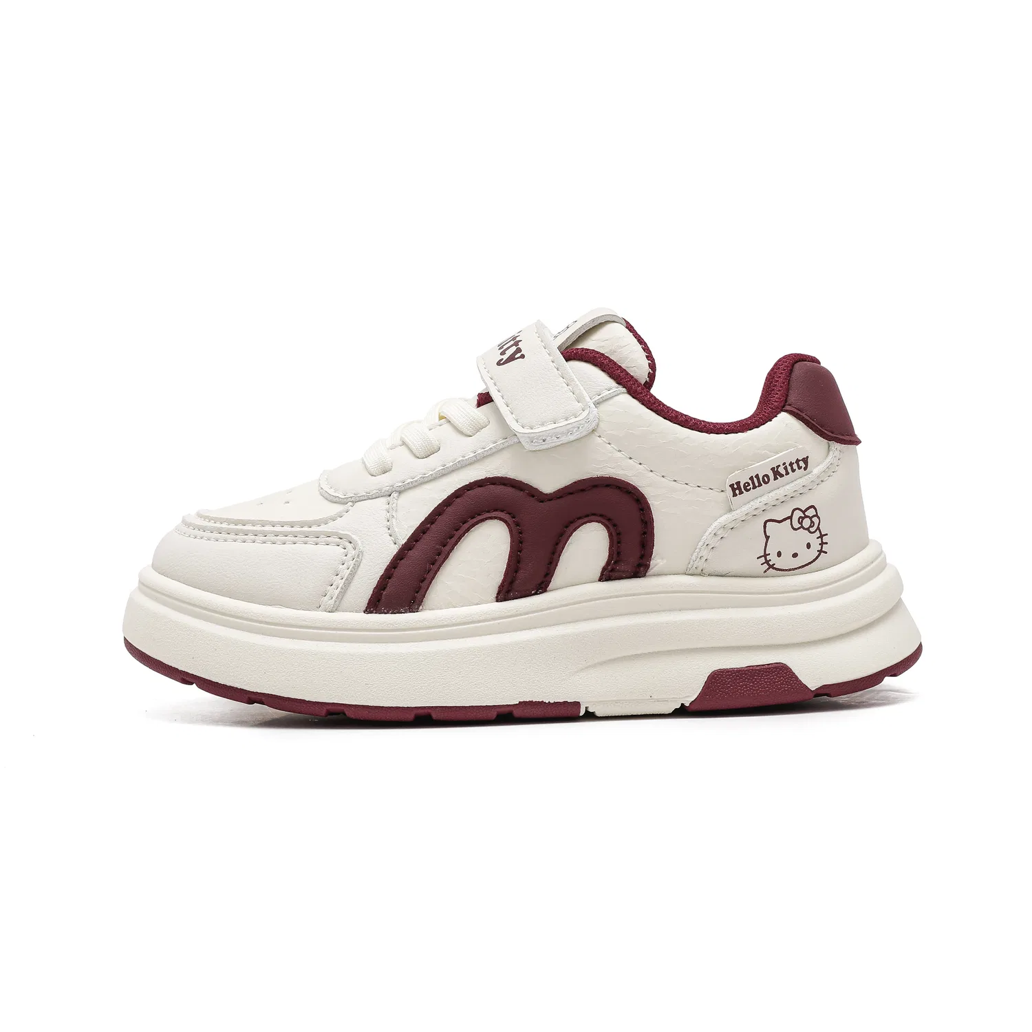 Детские повседневные кроссовки Hello Kitty из синтетической кожи, Sanrio, Beige Burgundy